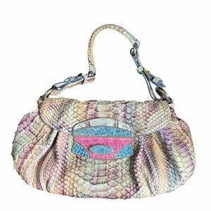 Prada Python Leather Small Shoulder Bag W/ Gunmetal Buckles